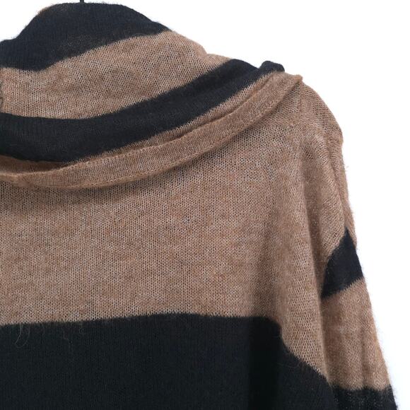 Free People Oversize Lulu Rugby Stripe Cowl Alpaca Wool Stretchy Sheer Sweater S - Picture 8 of 10